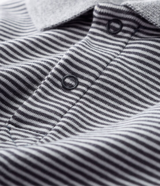 Body col polo rayure milleraies bébé garçon gris MAKI/blanc MARSHMALLOW