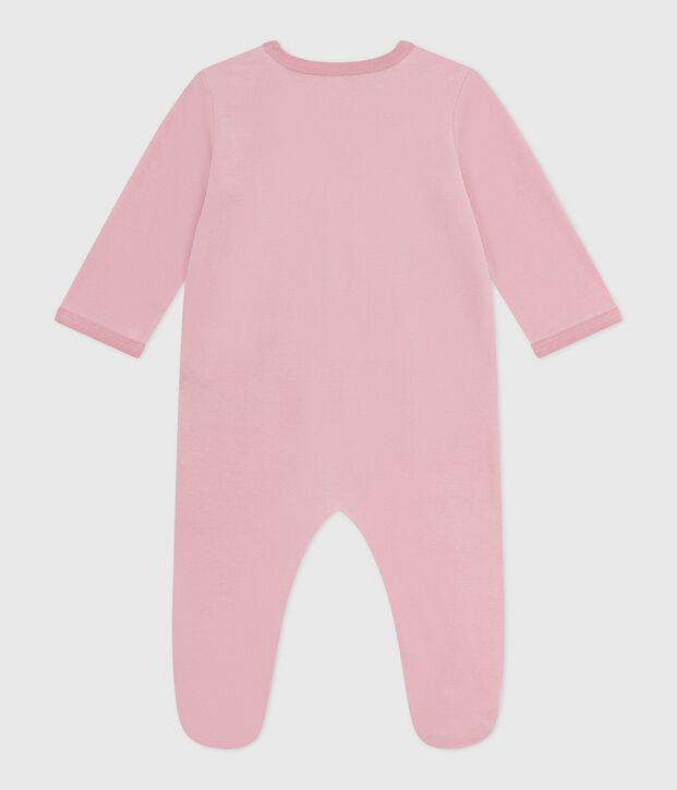 Pyjama b&eacute;b&eacute; en velours uni rose