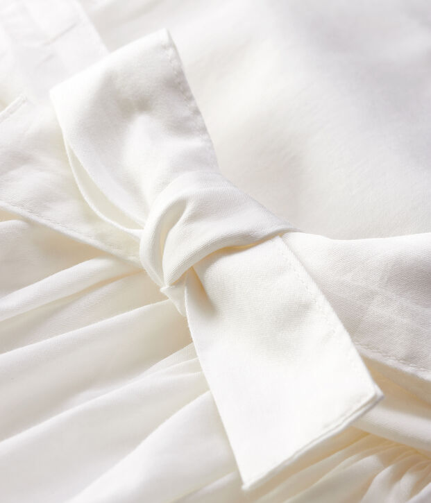Robe manches courtes b&eacute;b&eacute; fille en satin blanc