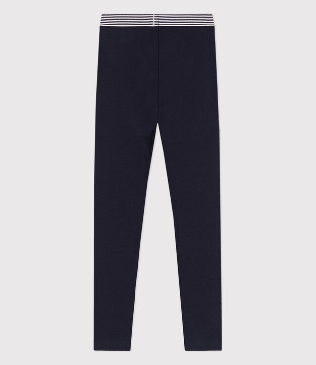 Jegging enfant en coton et &eacute;lasthanne bleu marine