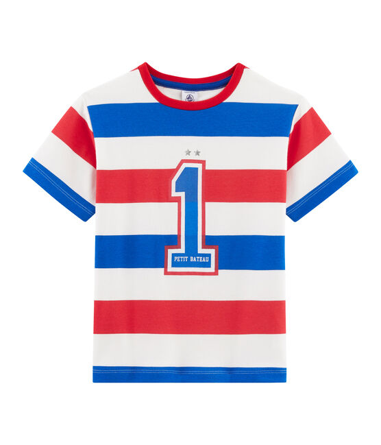 Tee-shirt enfant garcon blanc MARSHMALLOW/rouge PEPS/ SURF