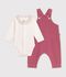 Katoenen babyrompertje en bodysuit set met effen kraag roze/ecru