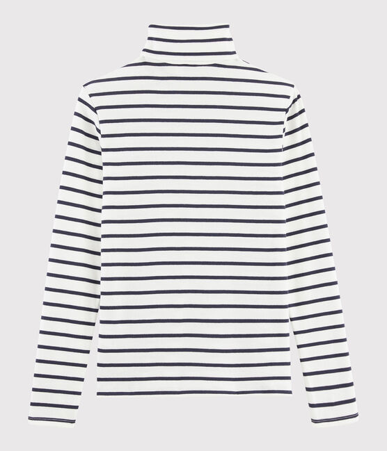Iconische gestreepte ondertrui van katoen Dames wit MARSHMALLOW/blauw SMOKING