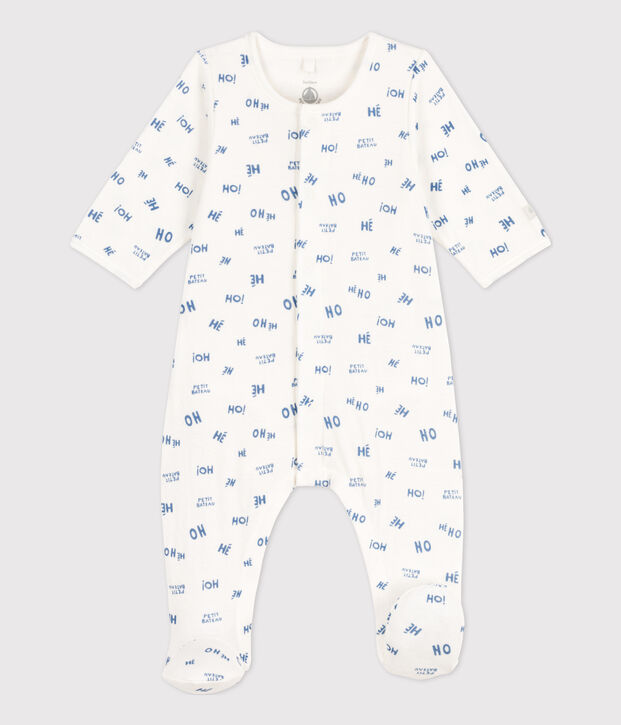 Babypyjama Heho in tubic wit/blauw