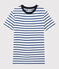 T-shirt col rond iconique en coton Femme blanc MARSHMALLOW/bleu SURF