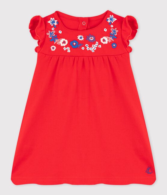 Geborduurd jurkje voor babymeisjes rood PEPS