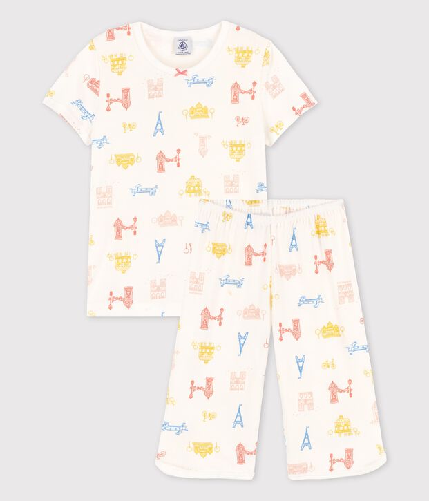 Pyjacourt Paris petite fille en coton blanc/multicouleur