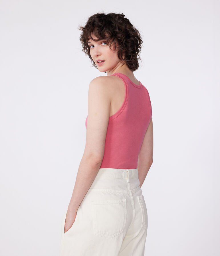 L'Iconique, effen katoenen singlet voor dames roze