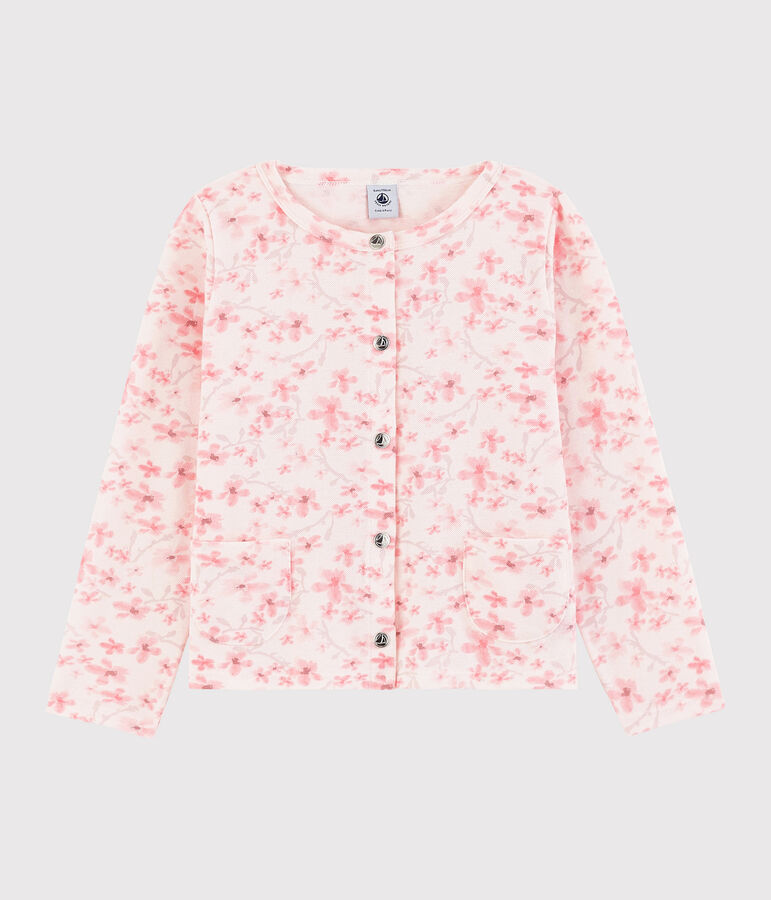 Cardigan van piqu&eacute; jersey voor meisjes roze/multicouleur