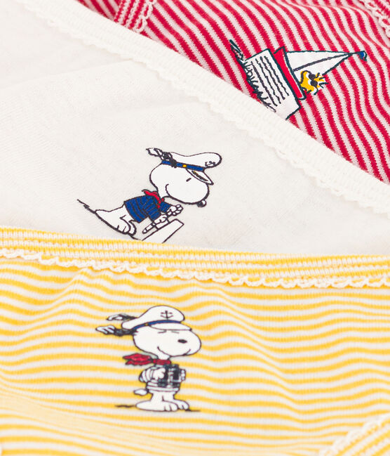 Set van 3 katoenen meisjesslipjes Petit Bateau x Snoopy variante 1