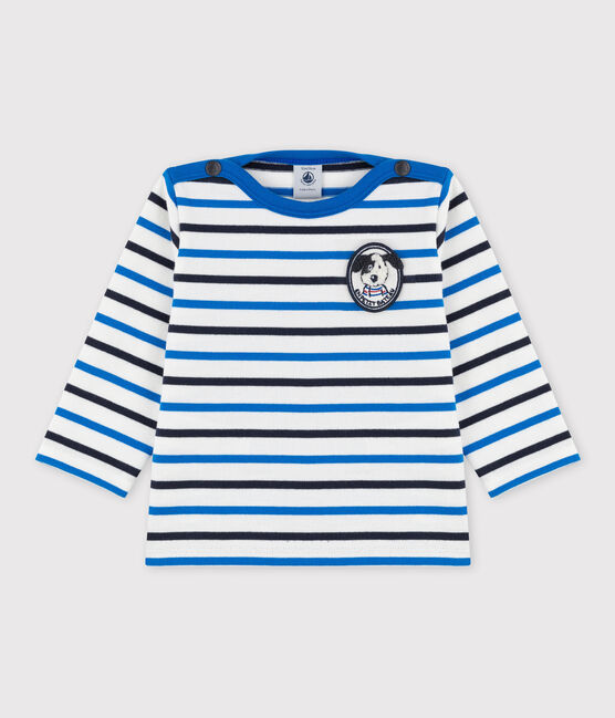 Katoenen marinière baby wit MARSHMALLOW/ SMOKING/ RUISSEAU