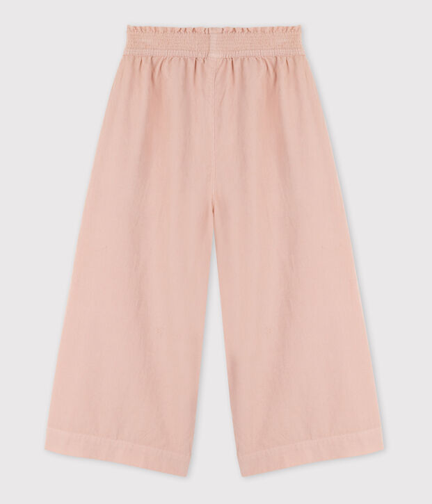 Fijne fluwelen meisjesbroek met wijde pijpen roze