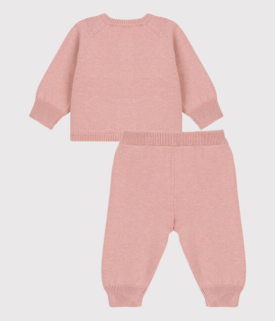 Tweedelig setje van tricot uit wol en katoen roze SALINE