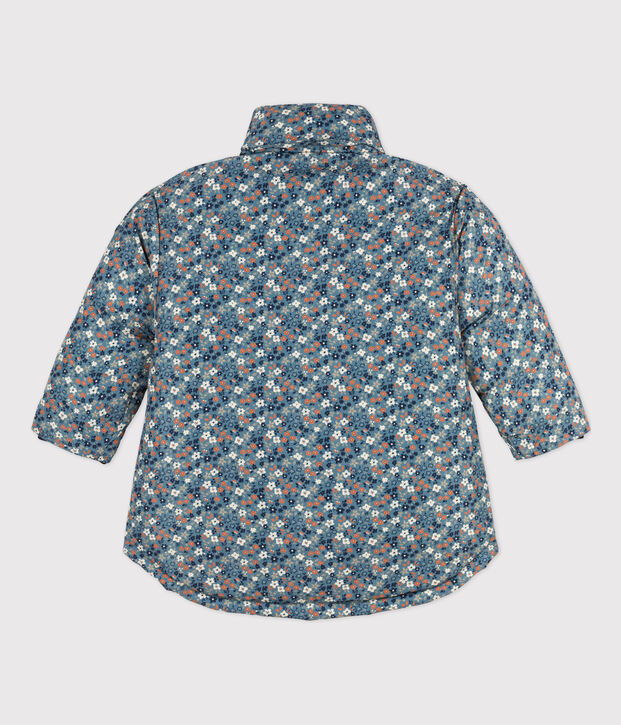 Doudoune mi-longue imprim&eacute;e enfant fille bleu/multicouleur