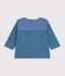 Tee-shirt b&eacute;b&eacute; en coton manches longues &agrave; rayures bleu/vert