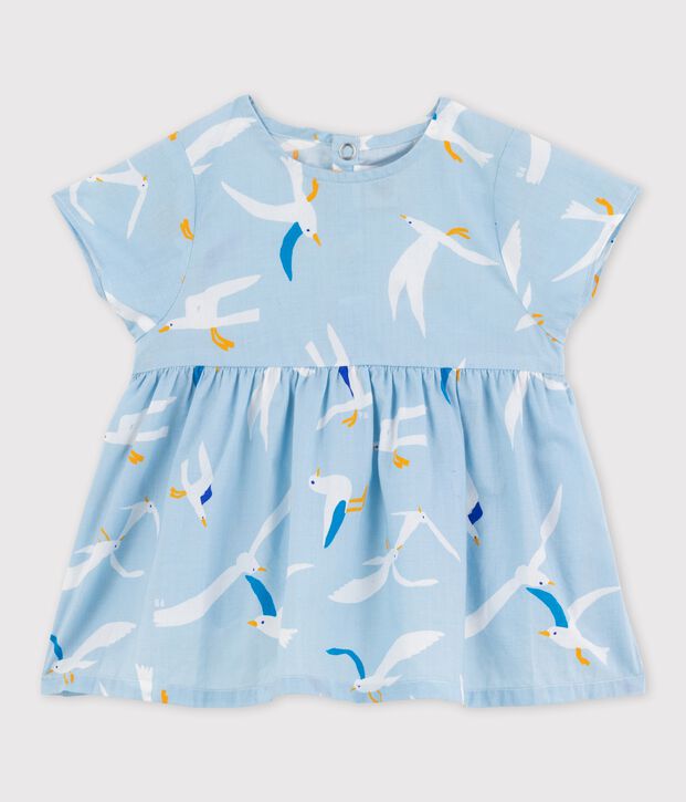 Blouse van popeline met korte mouwen voor babymeisjes blauw/multicouleur