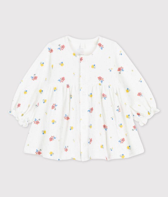 Robe imprimé fleuri en tubique bio bébé blanc MARSHMALLOW/blanc MULTICO