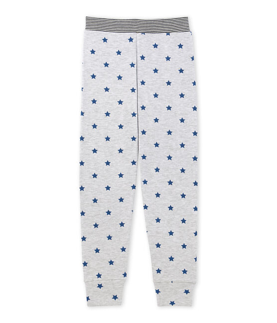 Pantalon de pyjama garçon imprimé gris POUSSIERE/bleu MAJOR