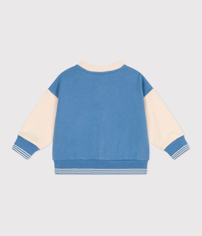 Katoenen baseballjasje met colorblock voor baby's blauw/ecru
