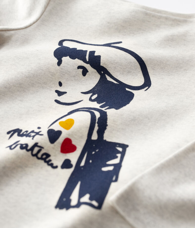 Katoenen meisjes t-shirt met lange mouwen beige MONTELIMAR CHINE