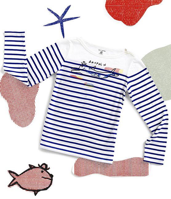 Dames marinière Serge Bloch wit MARSHMALLOW/blauw PERSE