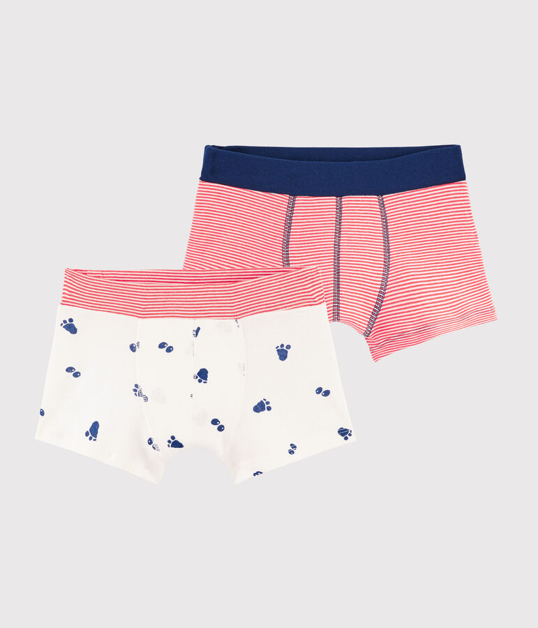 Set van 2 boxershorts voor jongens met yeti voetafdruk multicouleur