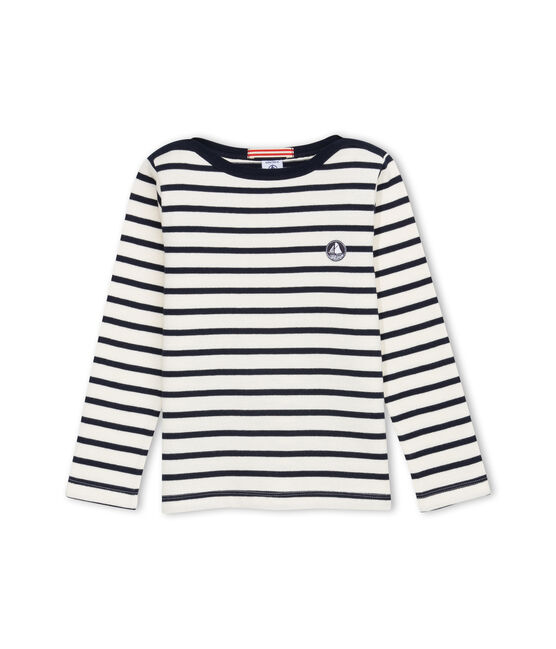 Sweat shirt beige COQUILLE/bleu ABYSSE