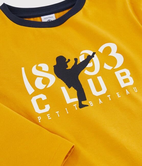 T-shirt met zeefdruk jongens kinderen geel BOUDOR