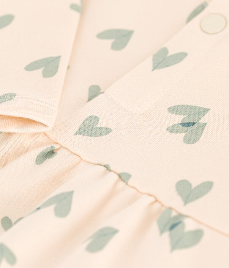 Robe manches longues en molleton b&eacute;b&eacute; &eacute;cru/vert