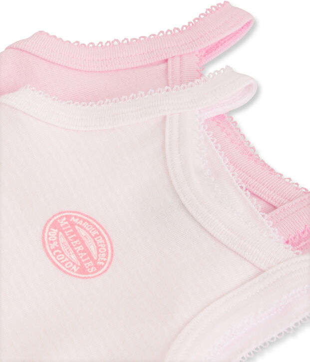 Set van 2 babybody's (effen/milleraies) met schouderbandjes voor meisjes set .