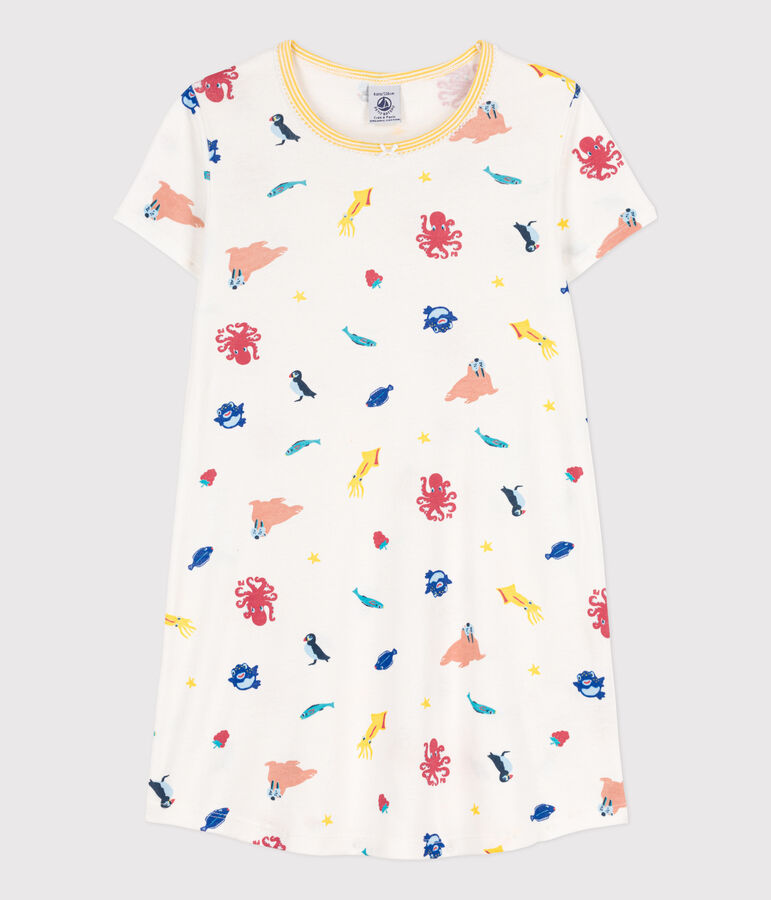 Glow in the dark nachthemd van katoen voor meisjes wit/multicouleur