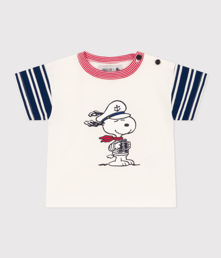 Tee-shirt Petit Bateau X Snoopy en jersey l&eacute;ger b&eacute;b&eacute; blanc/multicouleur