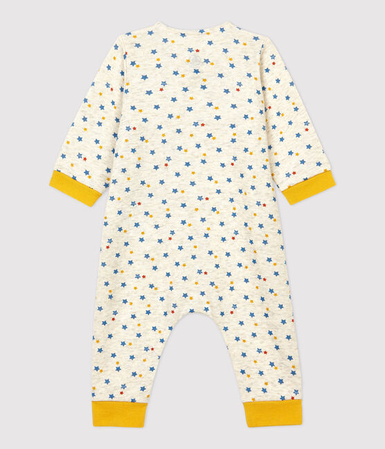 Combinaison longue imprimé étoiles multicolores bébé en laine et coton biologique beige MONTELIMAR/blanc MULTICO