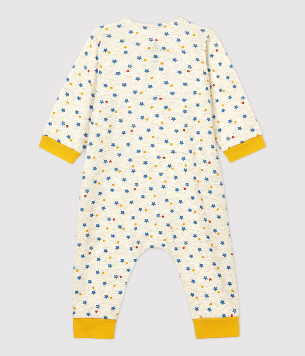Combinaison longue imprim&eacute; &eacute;toiles multicolores b&eacute;b&eacute; en laine et coton biologique beige/multicouleur
