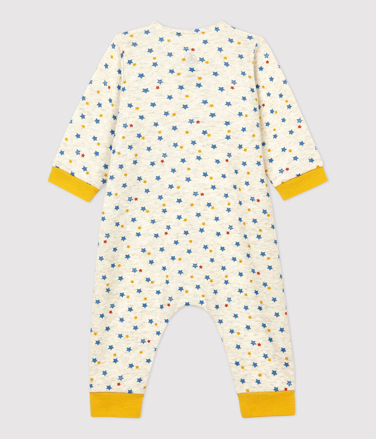 Combinaison longue imprim&eacute; &eacute;toiles multicolores b&eacute;b&eacute; en laine et coton biologique beige MONTELIMAR/blanc MULTICO