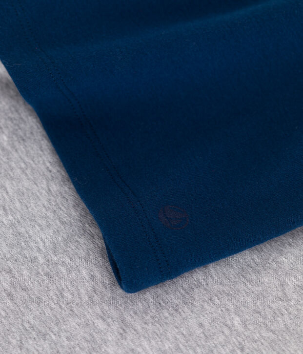 Pyjama short enfant en coton uni bleu/gris