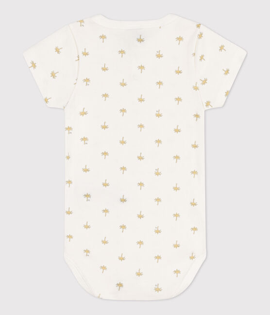 Katoenen body met korte mouwen en print met palmboom voor baby's wit MARSHMALLOW/wit MULTICO