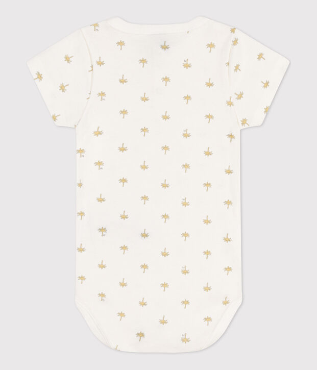 Body manches courtes b&eacute;b&eacute; en coton imprim&eacute; palmier blanc/multicouleur