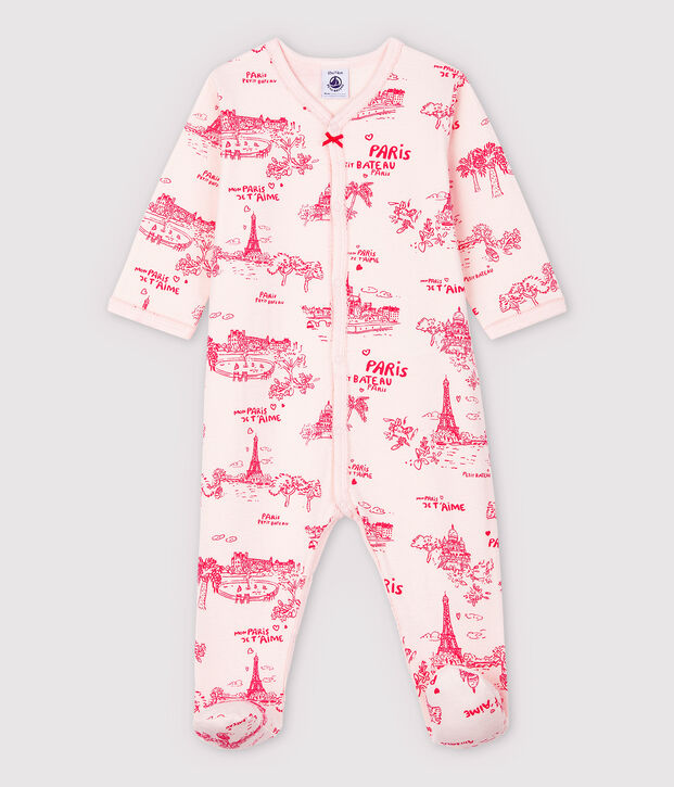 Dors-bien toile de Jouy Paris b&eacute;b&eacute; fille en tubique rose/rose