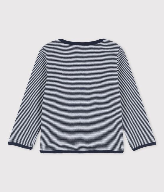 Gestreepte cardigan van biokatoen met 'milleraies'-streepjes voor baby's blauw SMOKING/wit MARSHMALLOW