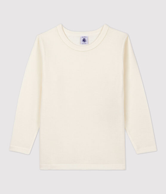 Tee-shirt manches longues enfant en laine et coton gris ECRU