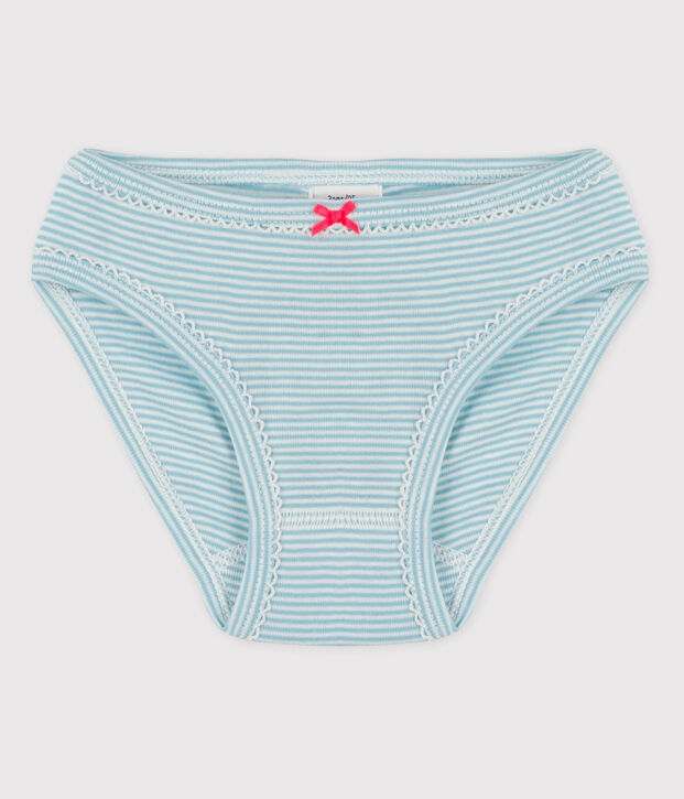 Katoenen meisjesslip blauw/wit
