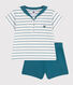 Tweedelig katoenen babysetje met gestreept T-shirt en effen short