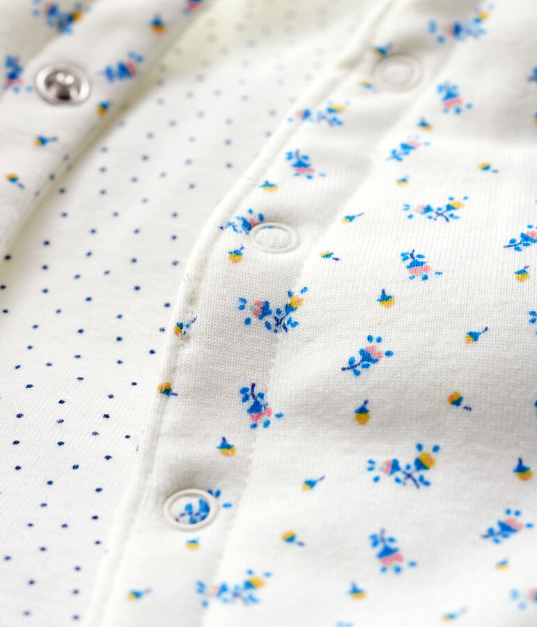 Gilet sans manches b&eacute;b&eacute; en coton biologique ouatin&eacute;e blanc/bleu