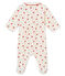Pyjama in geruwd 1x1 geribd katoen met dessin voor babymeisjes wit MARSHMALLOW/wit MULTICO