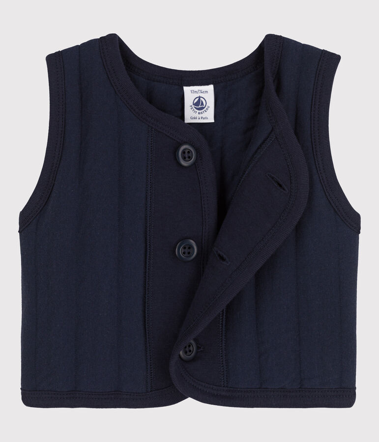 Veste b&eacute;b&eacute; sans manche en tubique matelass&eacute; bleu