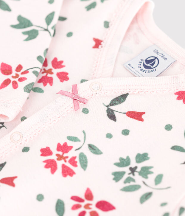 Katoenen babypyjama met bloemenprint roze/multicouleur