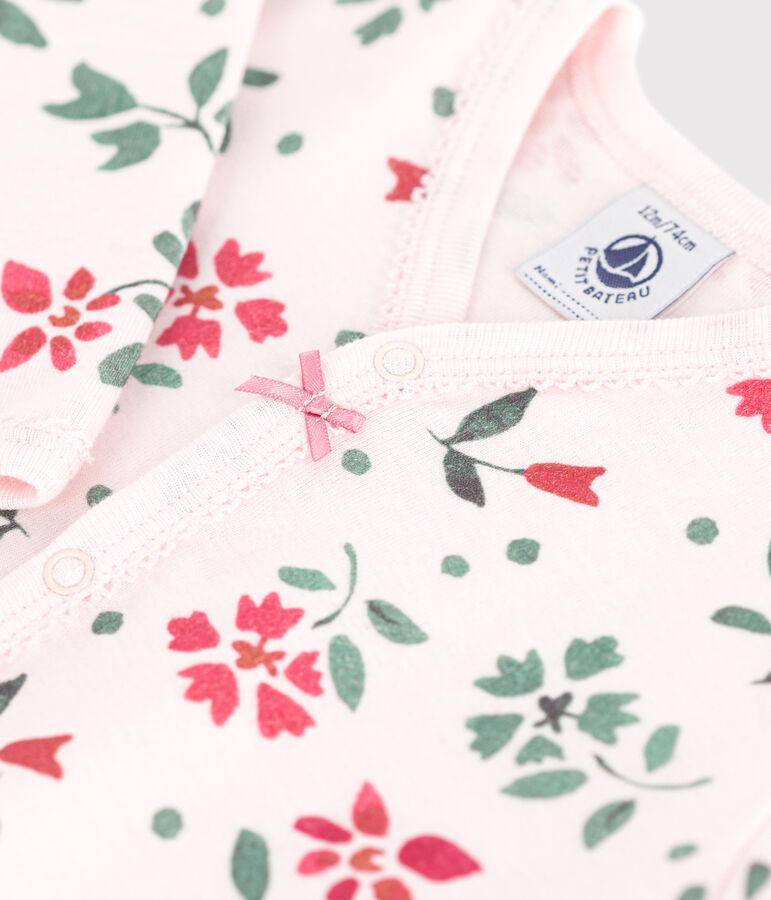 Katoenen babypyjama met bloemenprint roze/multicouleur