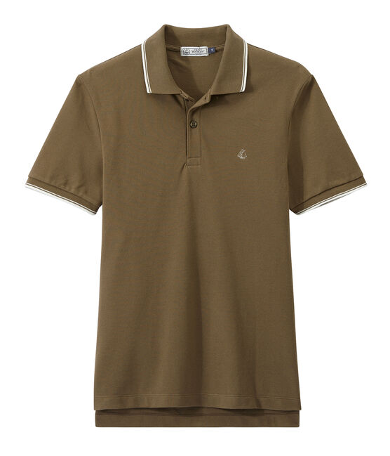 Polo homme en maille piquée marron SHITAKE