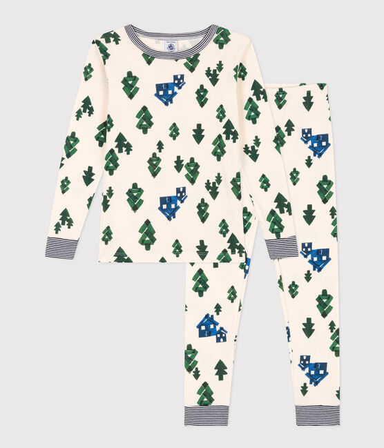 Pyjama ajusté en coton enfant vert AVALANCHE/blanc MEDIEVAL/ MULTICO